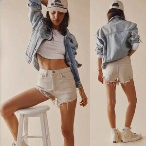 We the Free People Lasso Denim Shorts 30 Distressed Raw Hem Festival Vacation